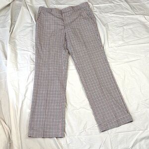 Vintage 60s 70s Seaport by Corbin Red White Blue Plaid cuffed Trousers 34